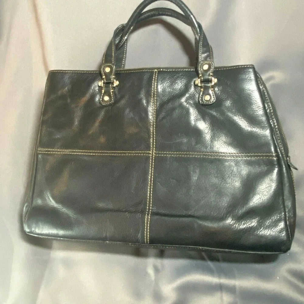Liz Claiborne Business Class Brown Leather Brief Case Tote Bag